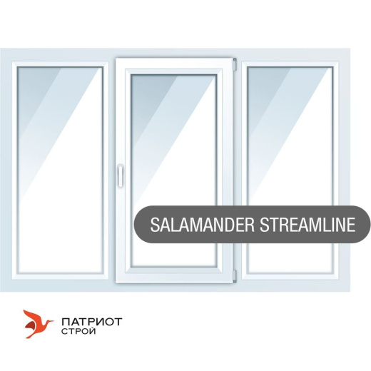 Пластиковые окна Salamander Streamline (Беларусь), трехстворчатые 2000*1400